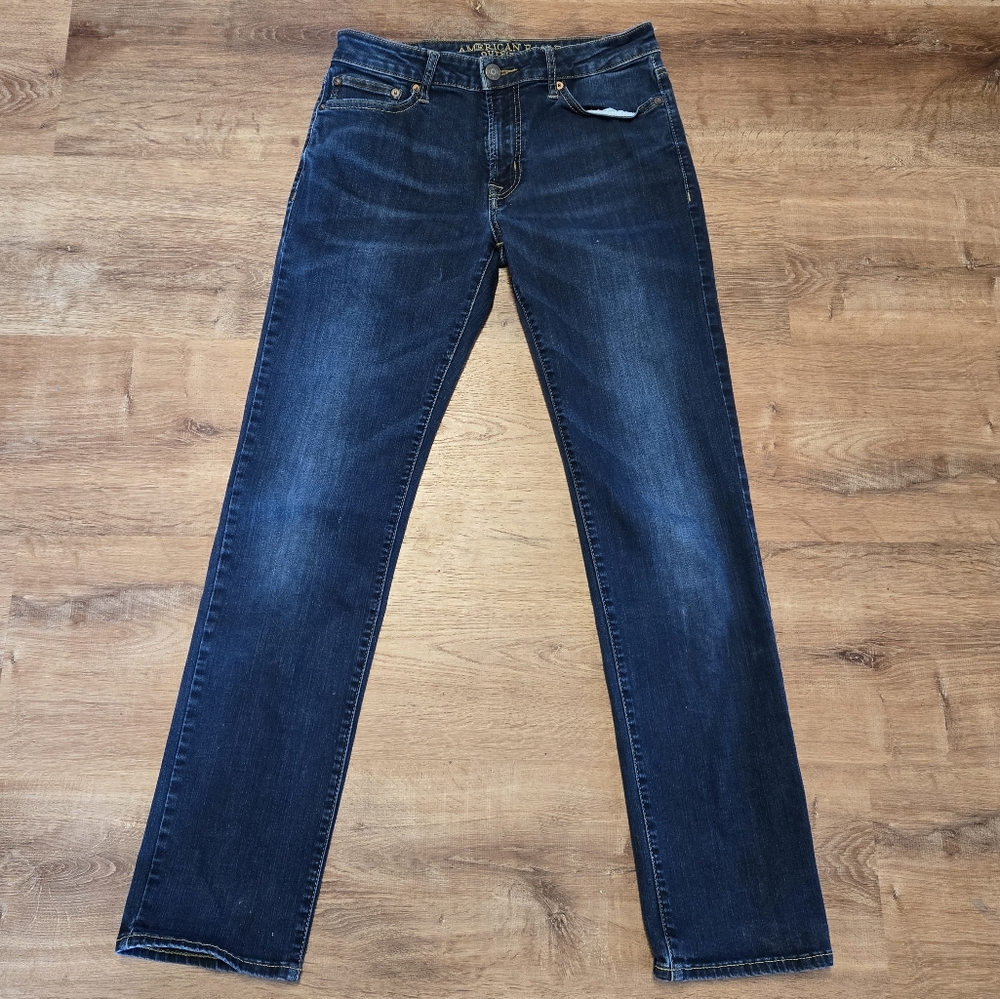 American Eagle Outfitters Men's Straight Jeans - Dark Blue
